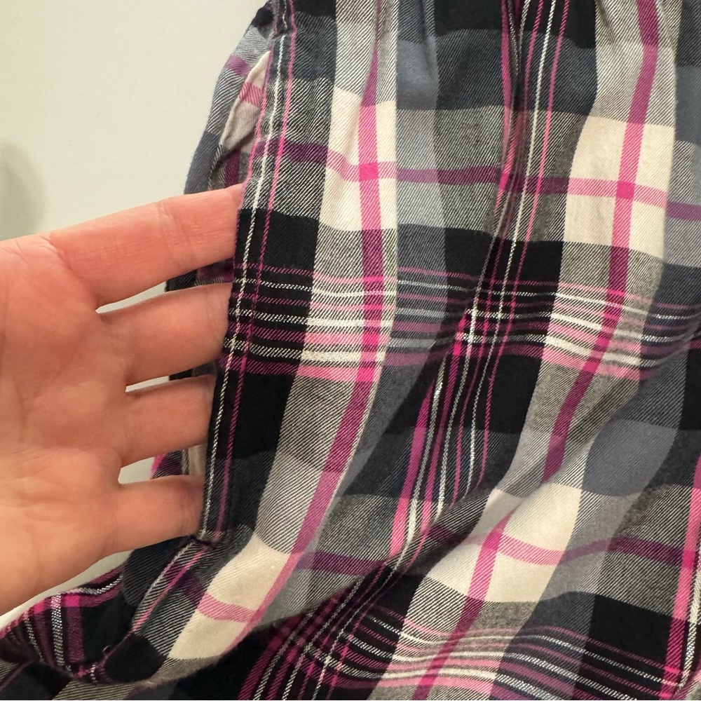 Victoria's Secret Plaid Lightweight Flannel Pajama Pants Black Pink White XXL - Picture 5 of 15